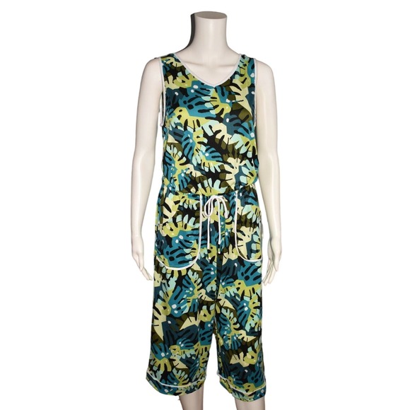 CUDDL DUDS NEW $39 Cool & Airy Jumpsuit w/ Front Tie in Monstera XS - Picture 2 of 4